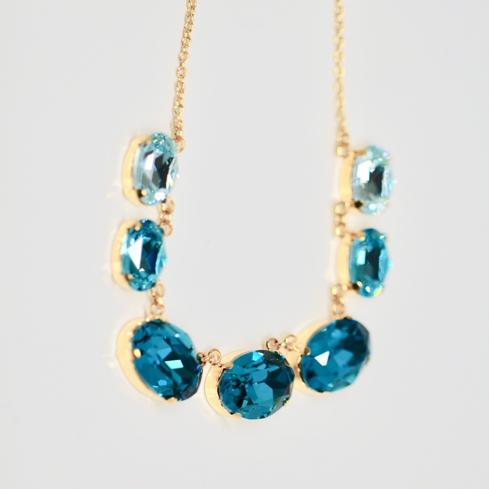 Jenna Jameson Teal Blue Crystal Statement Necklace